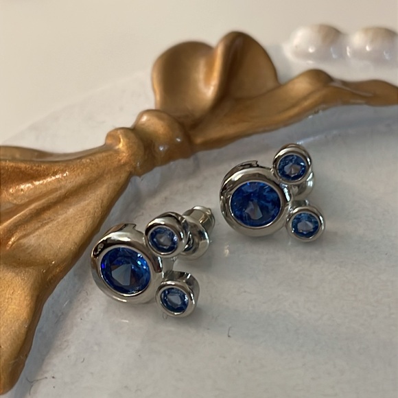 Mickey Mouse Blue Crystal Silver Stud Earrings - Picture 11 of 12